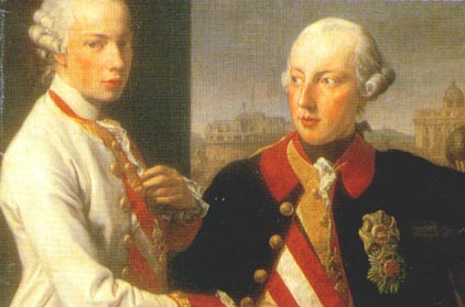 Portrait of Emperor Joseph II (right) and his younger brother Grand Duke Leopold of Tuscany (left), who would later become Holy Roman Emperor as Leopo